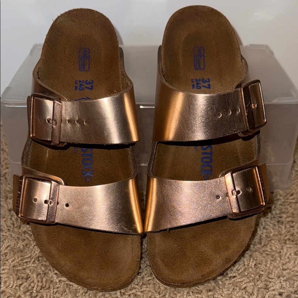 Birkenstock Rose Gold Sandals with Adjustable Straps